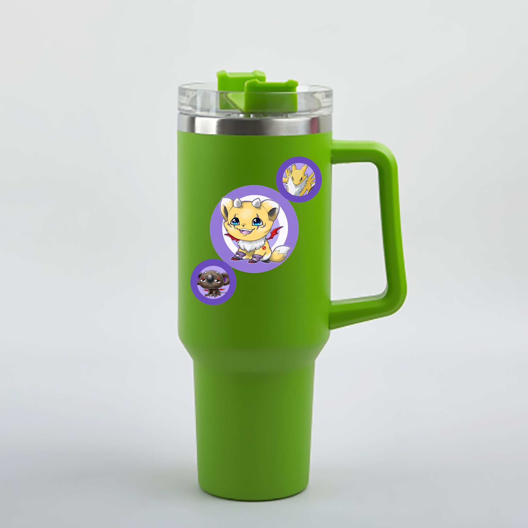 （画像用） Digimon デジタルモンスター/デジモン 1200mL車用タンブラー - クリスタルステッカー（プラスチックストロー付き）